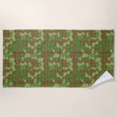 Groene Ivy Goud Bruin Plaid Strandlaken (Voorkant)