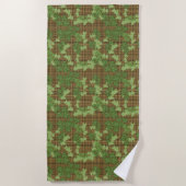 Groene Ivy Goud Bruin Plaid Strandlaken (Voorkant)