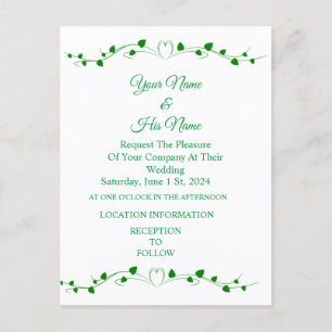Groene Ivy Hart Vine Thunder_Cove Uitnodiging Briefkaart