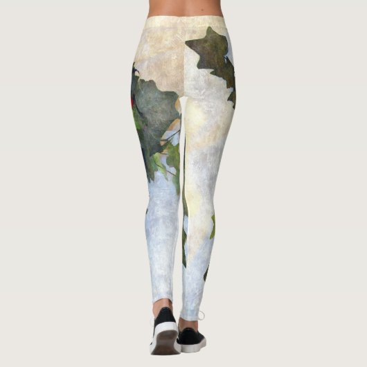 Groene Ivy met rode bessen Leggings (Achterkant)