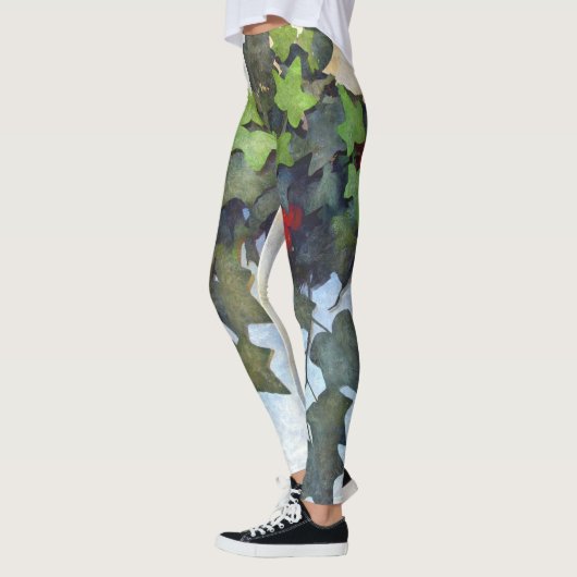 Groene Ivy met rode bessen Leggings (Links)