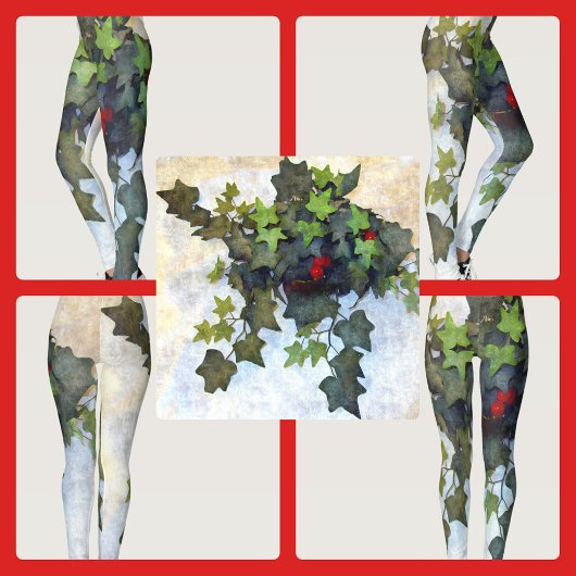 Groene Ivy met rode bessen Leggings