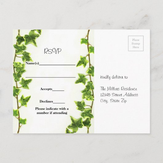 Groene Ivy - RSVP Post Kaart (Achterkant)