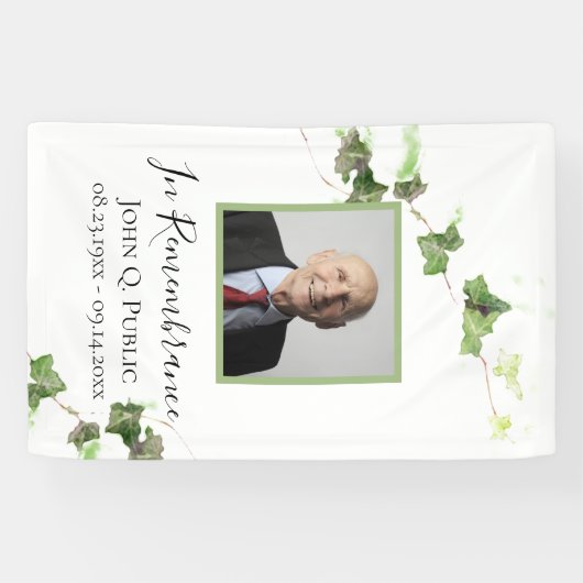 Groene Ivy Vine Waterverf Viering van het leven Spandoek (Horizontaal)