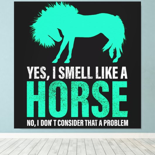 Groene ja, ik ruik als een paard canvas afdruk (Insitu (Houten vloer))