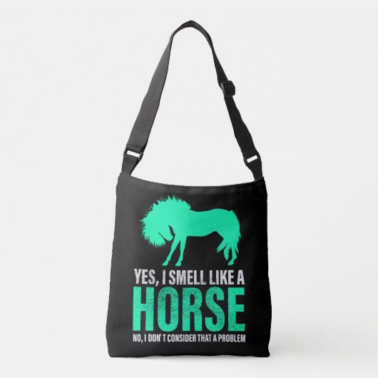 Groene ja, ik ruik als een paard crossbody tas (Voorkant)