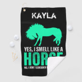 Groene ja ik ruik als een paard op maat golfhanddoek (Insitu)