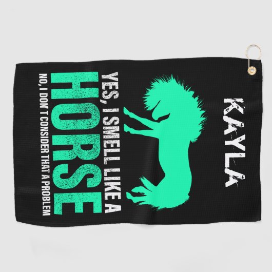 Groene ja ik ruik als een paard op maat golfhanddoek (Horizontaal)