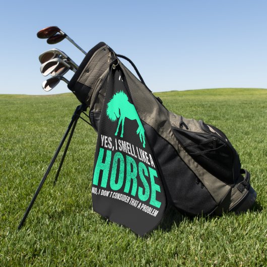 Groene ja ik ruik als een paard op maat golfhanddoek (Groen)