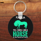 Groene ja ik ruik als een paard op maat sleutelhanger (Voorkant)
