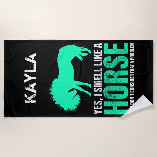 Groene ja ik ruik als een paard op maat strandlaken (Voorkant)