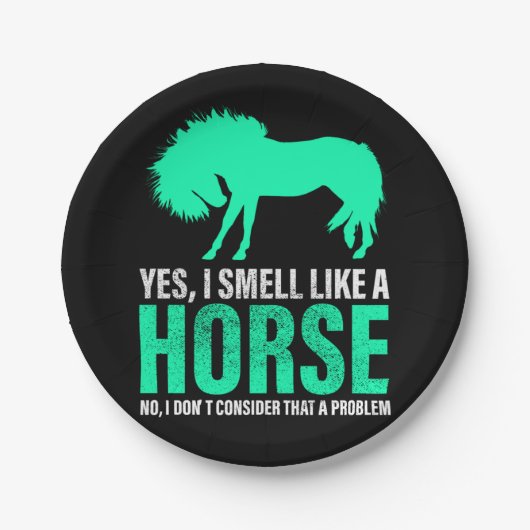 Groene ja, ik ruik als een paard papieren bordje (Voorkant)