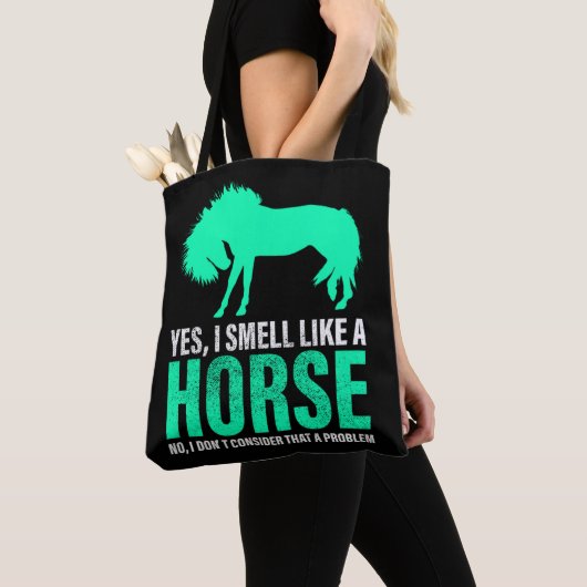 Groene ja, ik ruik als een paard tote bag (Dichtbij)