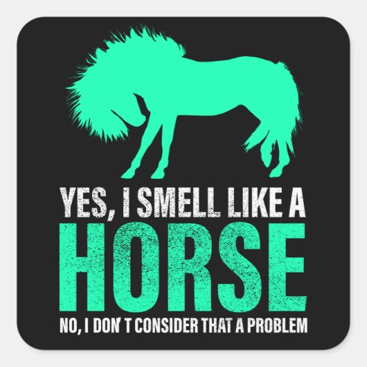 Groene ja, ik ruik als een paard vierkante sticker (Voorkant)