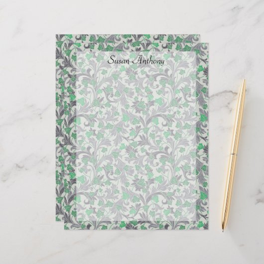 groene jachtwijnen die groeien op het papier van  (Voorkant / Achterkant in situ)