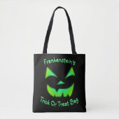 groene Jack-O-Lantern met gloeiende gloed Tote Bag (Voorkant)