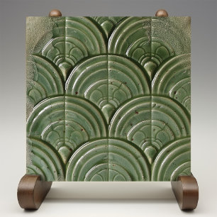 Groene Jade Art Nouveau Geïnspireerde Keramische T Tegeltje