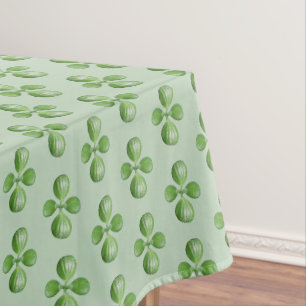 Groene Jade Boombladeren op Lichtgroen Tafelkleed