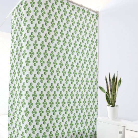 Groene Jade Boombladeren op Wit Douchegordijn