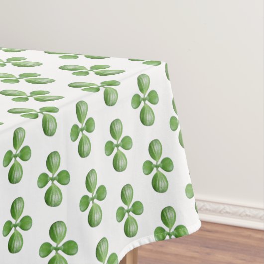 Groene Jade Boombladeren op Wit Tafelkleed (Voorbeeld)