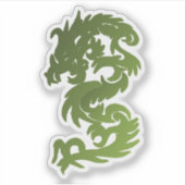 Groene Jade Chinese Draak Silhouet Sticker (Voorkant)