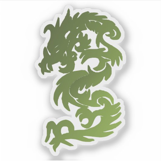 Groene Jade Chinese Draak Silhouet Sticker (Voorkant)