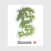Groene Jade Chinese Draak Silhouet Sticker (Vel)