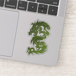 Groene Jade Chinese Draak Silhouet Sticker