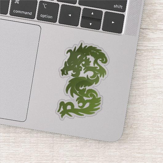 Groene Jade Chinese Draak Silhouet Sticker (Detail)