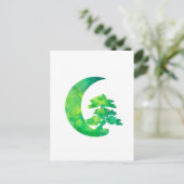 Groene Jade Crescent Moon en Bonsai Tree Briefkaart (Staand voorkant)