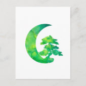 Groene Jade Crescent Moon en Bonsai Tree Briefkaart (Voorkant)