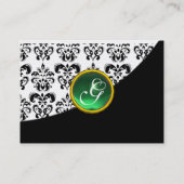GROENE JADE DAMAST MONOGRAM VISITEKAARTJE (Achterkant)