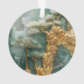 Groene Jade en Goud Dorp, Cirkel Acryl Ornament (achterkant)