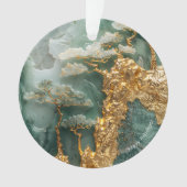 Groene Jade en Goud Dorp, Cirkel Acryl Ornament (voorkant)