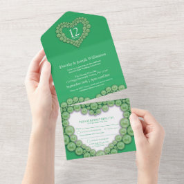 Groene jade huwelijksjubileum 12e of 35e feestje all in one uitnodiging