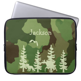 Groene jagers camouflage en wildprint laptop sleeve