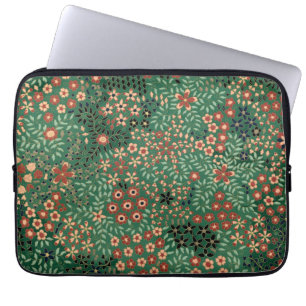Groene Japanse bloem achtergrond traditionele flor Laptop Sleeve