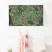 Groene Japanse bloem achtergrond traditionele flor Spandoek (Insitu)