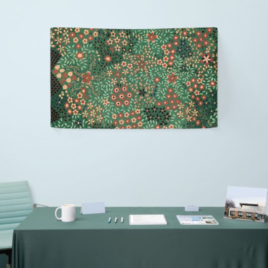 Groene Japanse bloem achtergrond traditionele flor Spandoek (Beurs)
