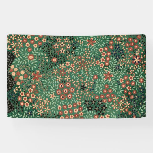 Groene Japanse bloem achtergrond traditionele flor Spandoek (Horizontaal)