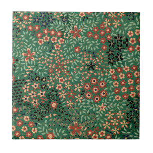 Groene Japanse bloem achtergrond traditionele flor Tegeltje