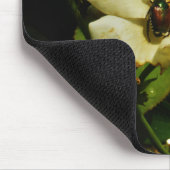 Groene Japanse keet op Gele rozenbloem Muismat (Hoek)