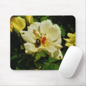 Groene Japanse keet op Gele rozenbloem Muismat (Met muis)