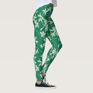 GROENE jasmijn bloemenlente yoga pilates broek Leggings