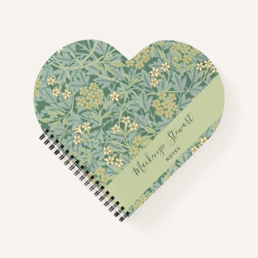 Groene Jasmin Bloempatroon Naam Notitieboek (Voorkant)
