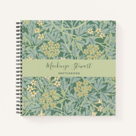 Groene Jasmin Bloempatroon Schetsboek Notitieboek (Voorkant)