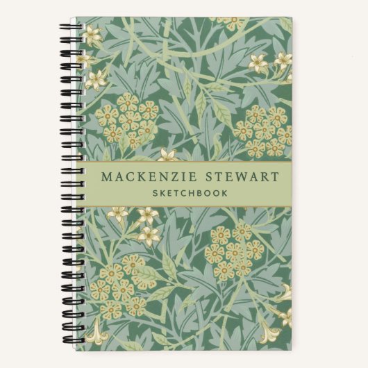 Groene Jasmine Bloempatroon Schetsboek Notitieboek (Voorkant)
