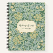 Groene Jasmine Bloempatroon Schetsboek Notitieboek (Voorkant)