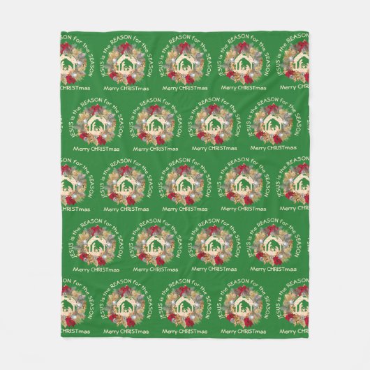 Groene JESUS DE REDEN kerst weke nativiteit Fleece Deken (Voorkant)