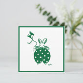 Groene jongelkonijnenuitnodiging kaart (Staand voorkant)